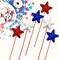 12-Piece Glittery Patriotic Star Picks – Red, White & Blue Foam Star Sticks for 4th of July, Memorial Day & Independence Day Party Table Centerpiece Decorations